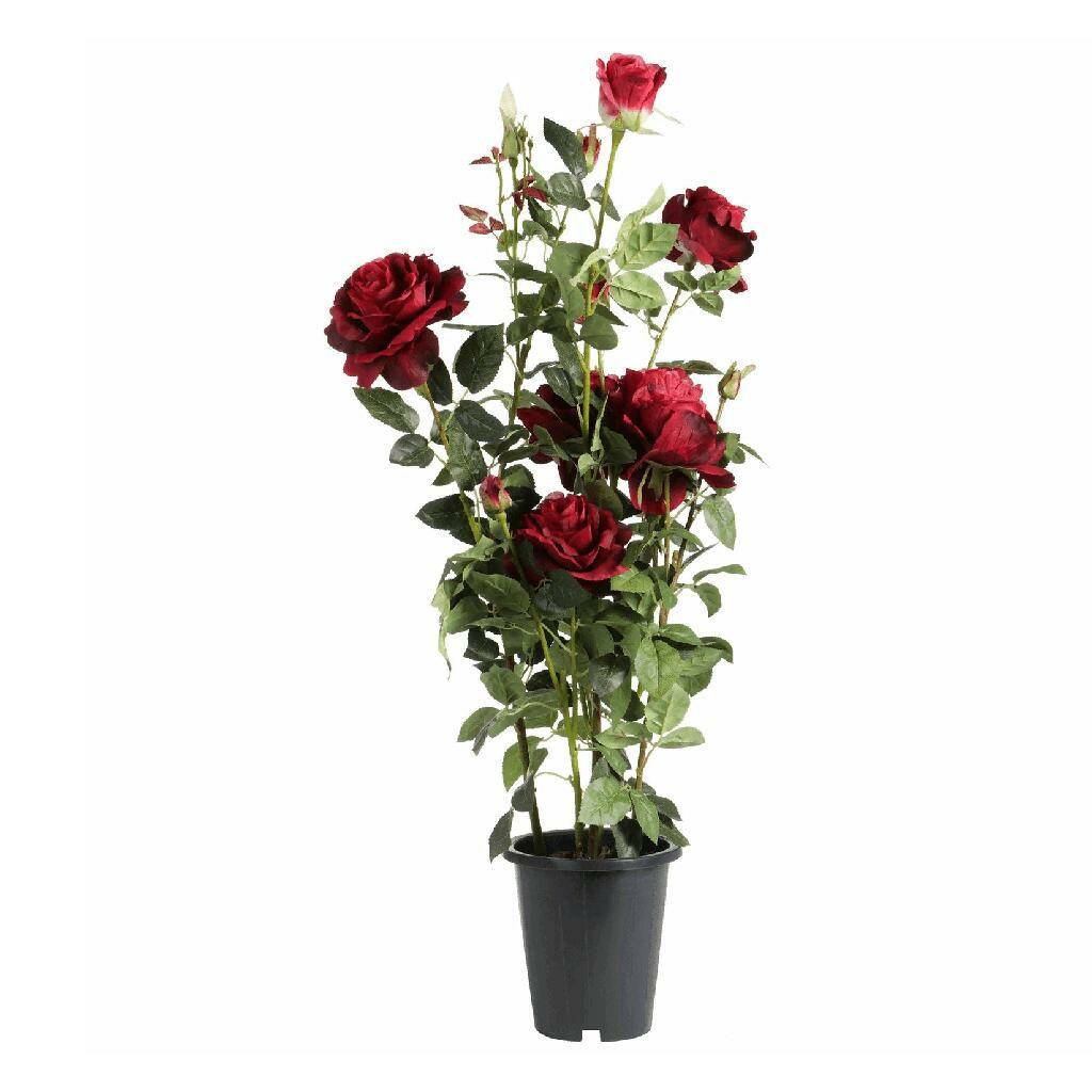 Искусственный цветок Tianjin Роза в кашпо красная 1,02 м