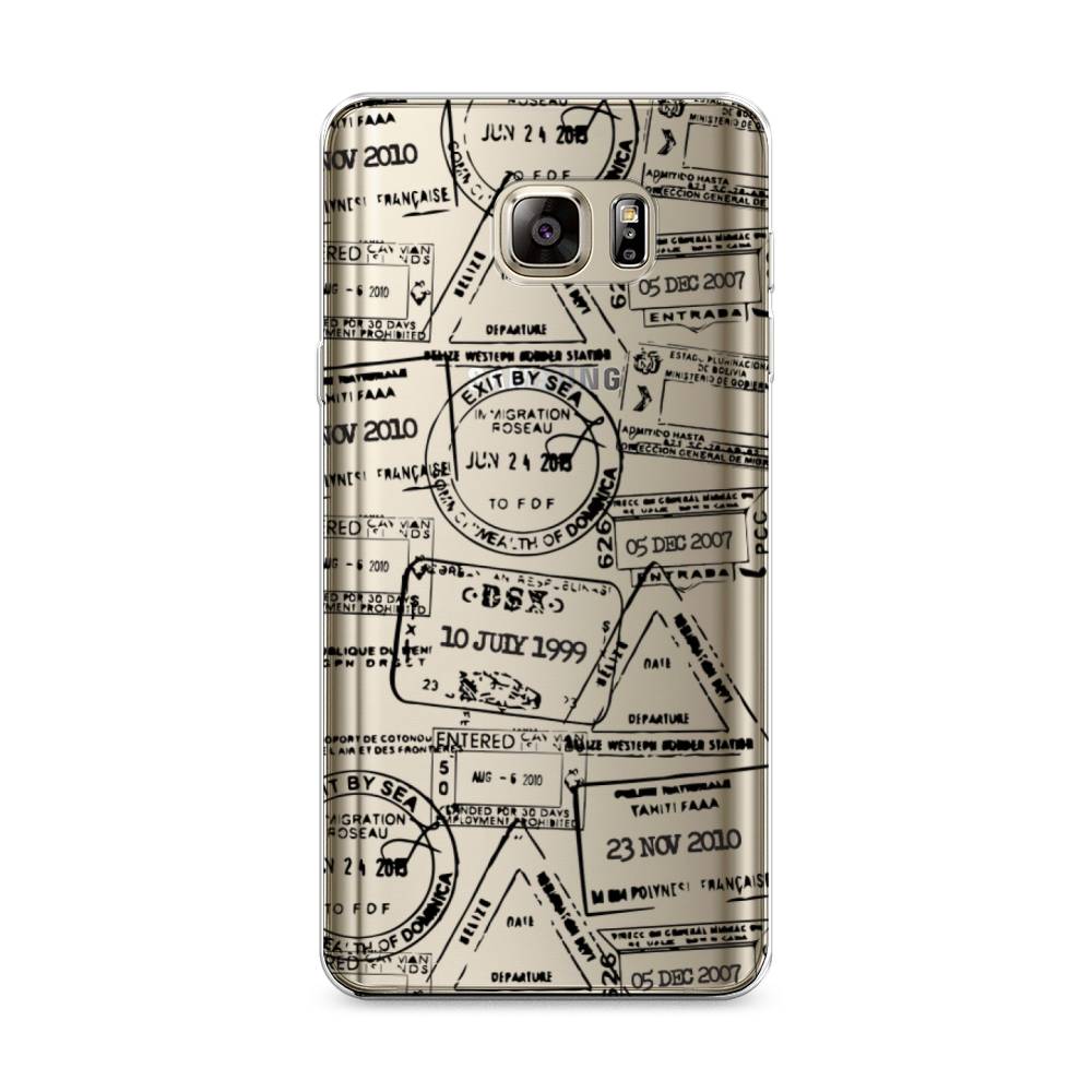 

Чехол на Samsung Galaxy Note 5 "Visa stamps 2", Белый;черный;серый, 23550-2