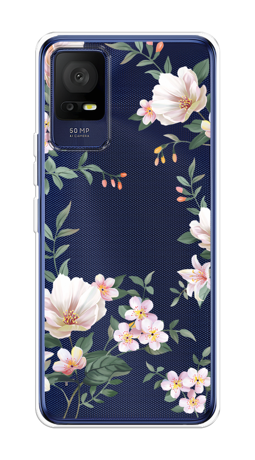 

Чехол на TCL 408/405 "Beautiful white flowers", Бежевый;зеленый, 291450-1
