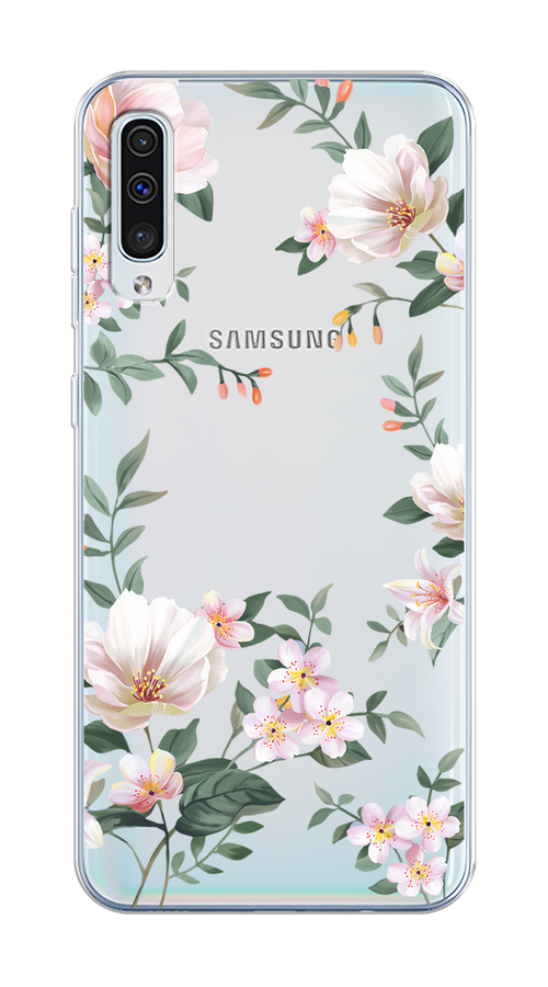 

Чехол на Samsung Galaxy A50/A30S "Beautiful white flowers", Бежевый;зеленый, 28850-1