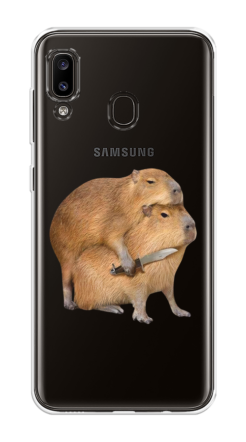 

Чехол на Samsung Galaxy A30/A20 "Капибара с ножом", Бежевый, 27650-1
