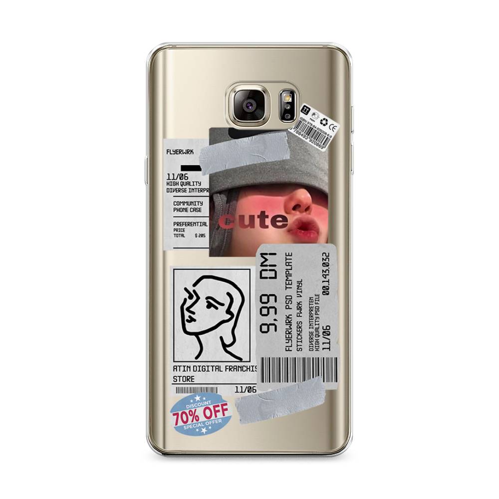 

Чехол на Samsung Galaxy Note 5 "Cute girl collage", Розовый;серый;голубой, 23550-6