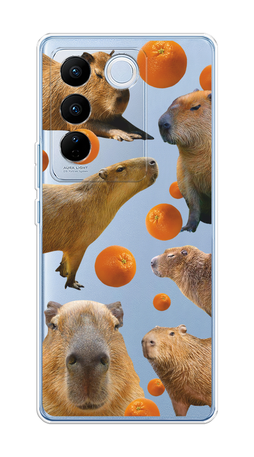 

Чехол на Vivo V27/V27 Pro "Капибара и апельсины", Бежевый;оранжевый, 268550-1