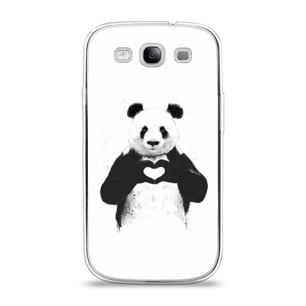 

Чехол Awog на Samsung Galaxy S3 / Самсунг S3 "Панда love", Серебристый, 23750-10