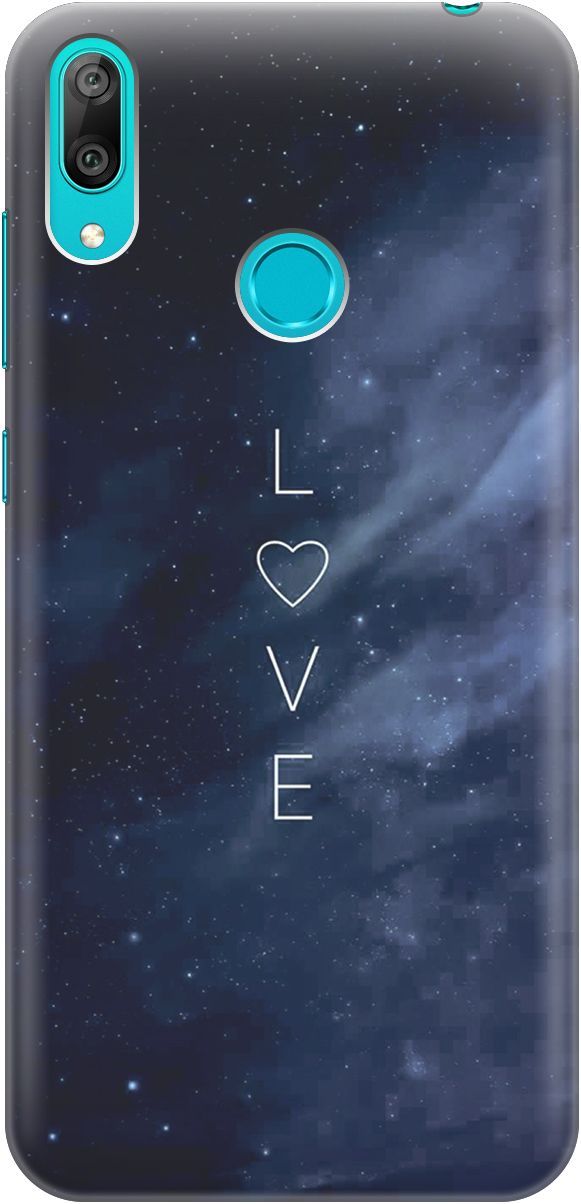 

Силиконовый чехол на Huawei Y7 (2019) "Ночное небо и любовь", Синий;черный, 3994
