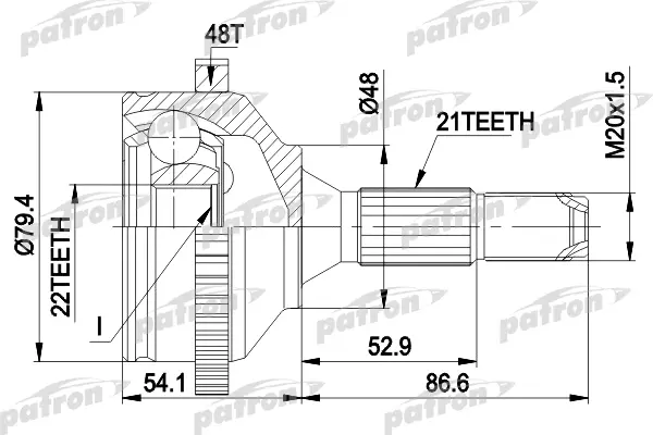 

ШРУС наружн к-кт PEUGEOT: 206 SW 02-, 206 хечбэк 98-, 206 седан 07- PATRON PCV1382