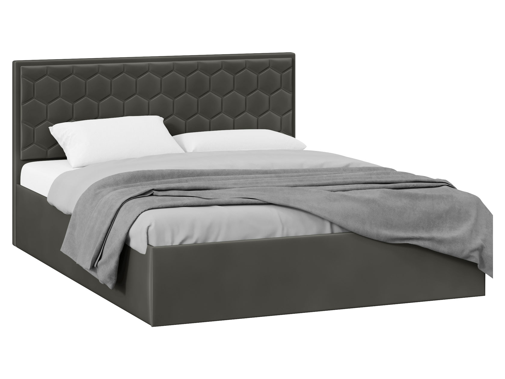 

Двуспальная кровать ТриЯ Порто Confetti Stone, велюр С подъемным механизмом, Черный