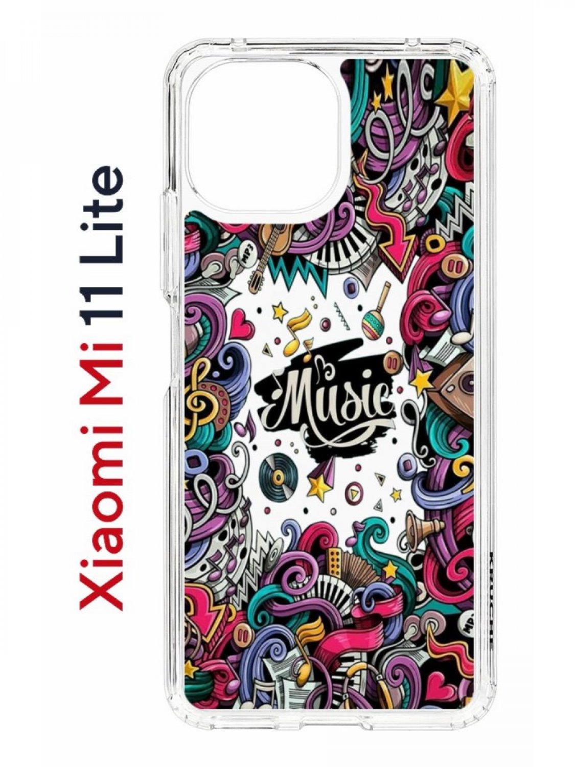 Чехол на Xiaomi Mi 11 Lite Kruche Print Music,противоударный бампер,с защитой камеры
