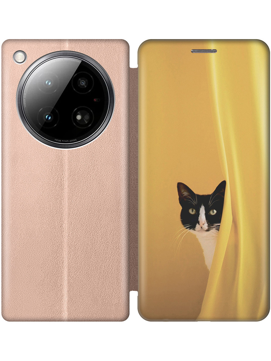 

Чехол-книжка на Infinix Zero 40 4G с принтом "Выглядывающий котик" золотой, Золотистый;белый;желтый;черный, 786722312