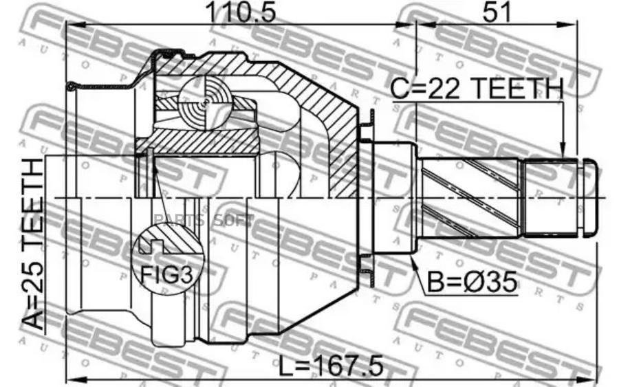 

Шрус Внутренний Подходит Для FEBEST 1811Z18X