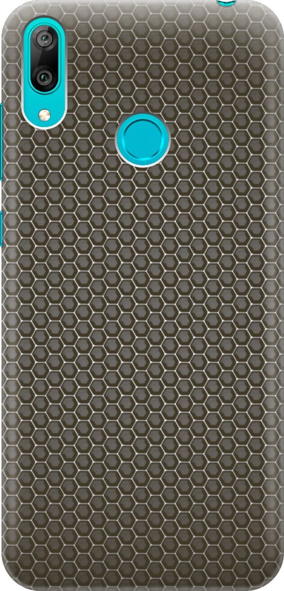 

Силиконовый чехол на Huawei Y7 (2019) "Карбоновая сеть", Белый;серый, 3425