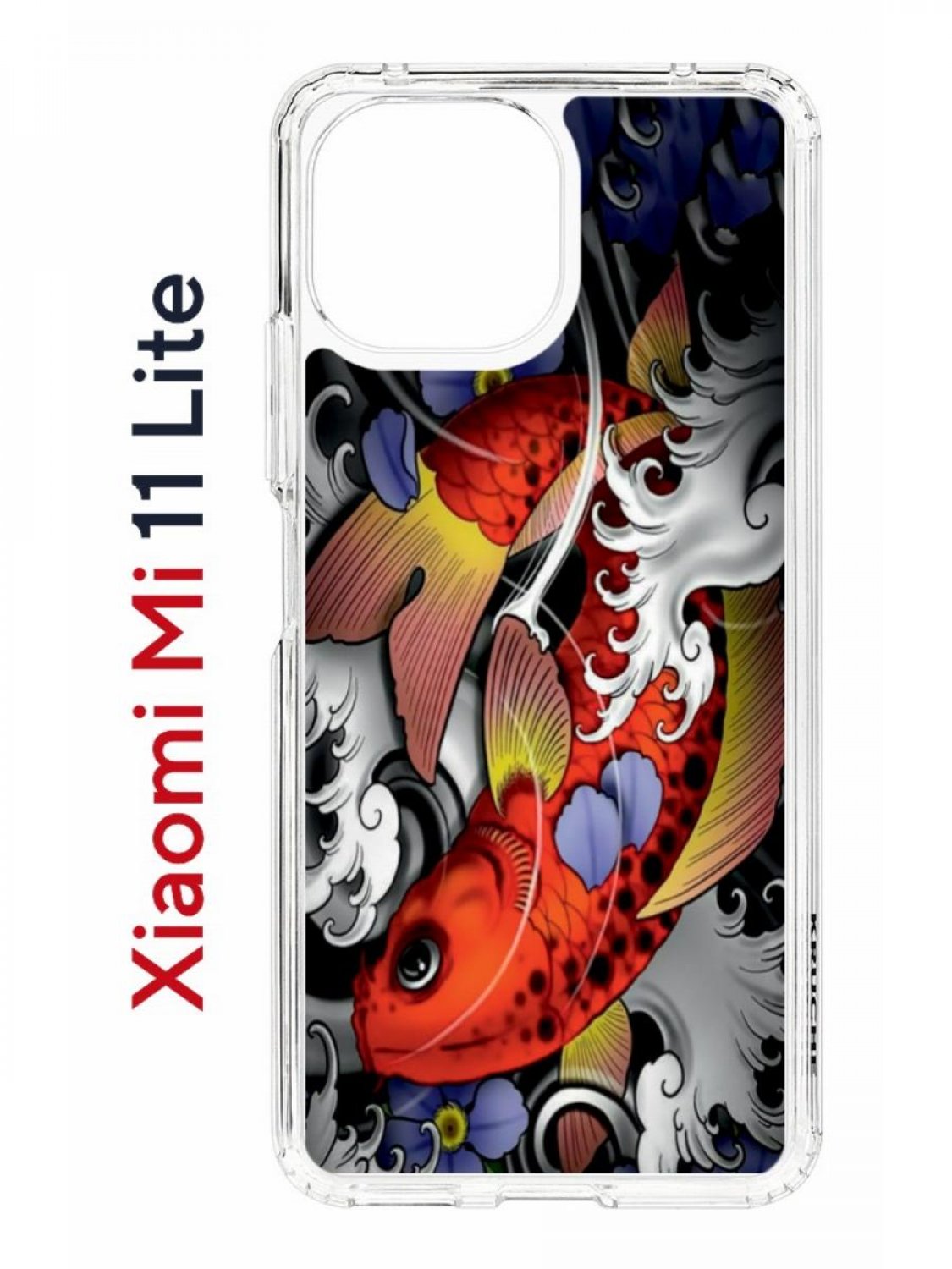 Чехол на Xiaomi Mi 11 Lite Kruche Print Кои,противоударный бампер,с защитой камеры