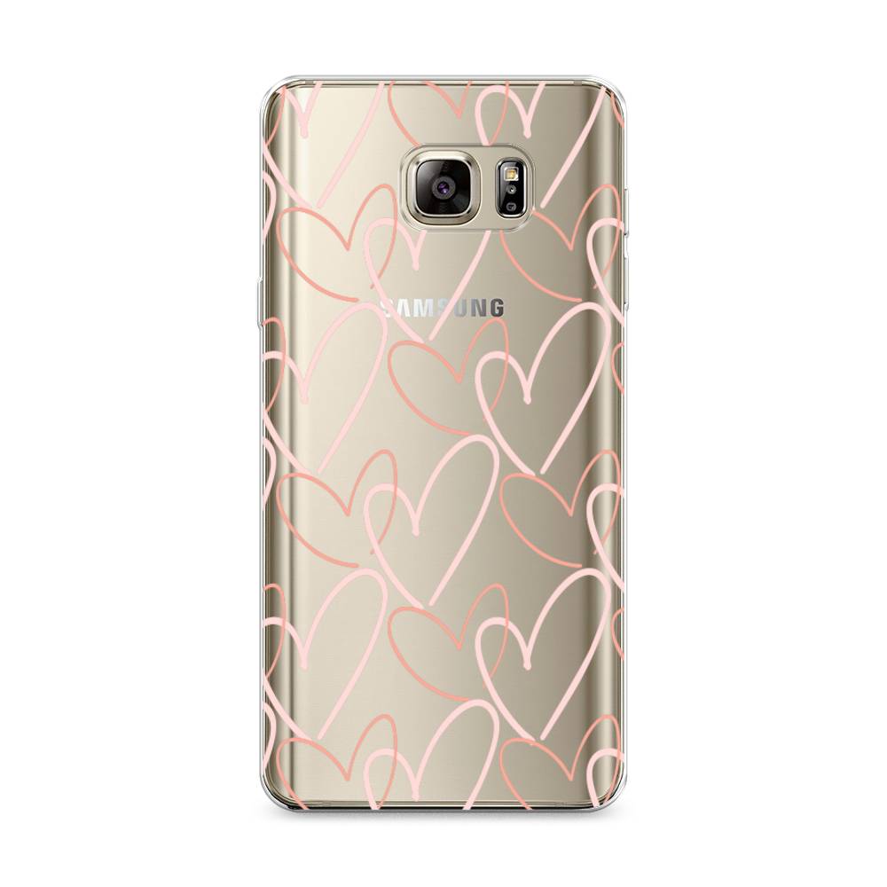 

Чехол на Samsung Galaxy Note 5 "Узор из сердечек", Розовый;бежевый, 23550-6