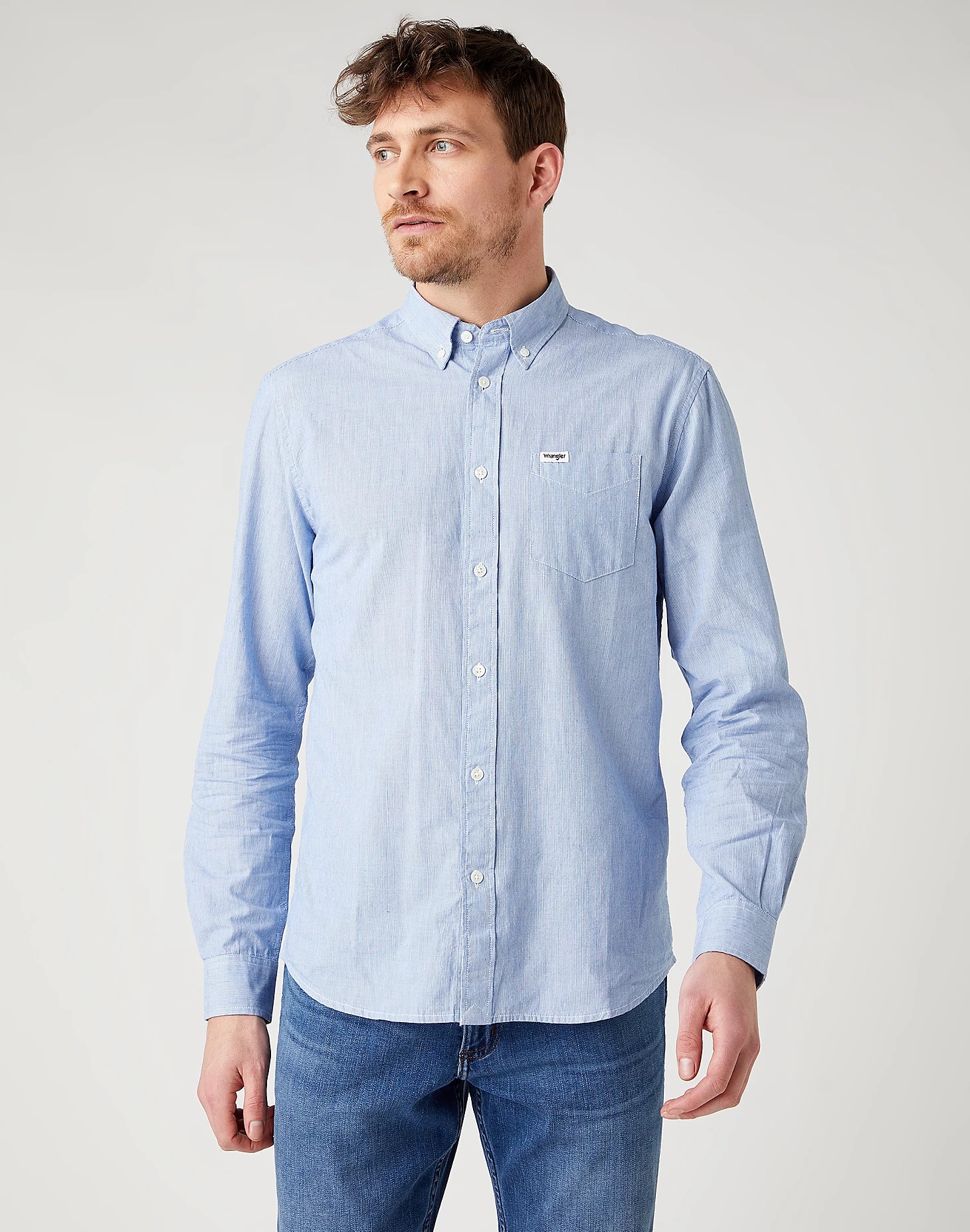 

Рубашка мужская Wrangler W5A34MX05 голубая L, W5A34MX05