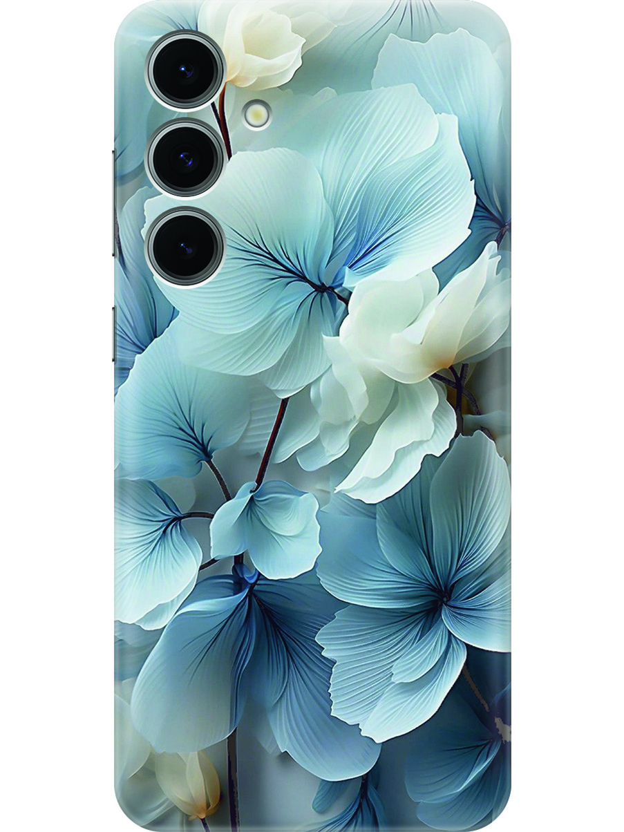 

Силиконовый чехол на Samsung Galaxy S24 FE с принтом "Бежево-голубые цветы", Прозрачный;бежевый;голубой, 786718122