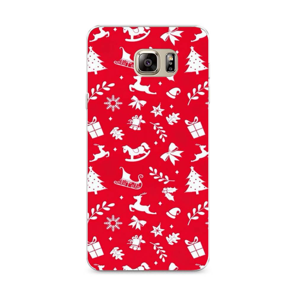 

Чехол на Samsung Galaxy Note 5 "Красный новогодний фон", Красный;белый, 23550-5
