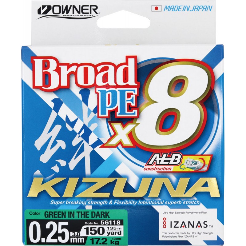 

Шнур OWNER Kizuna X8 Broad PE green 135м 0,25мм 17,2кг, Зеленый, 56118-025
