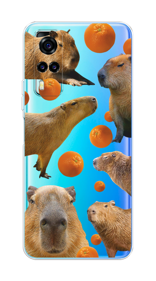 

Чехол на Vivo Y31/Y53s 4G "Капибара и апельсины", Бежевый;оранжевый, 264950-1