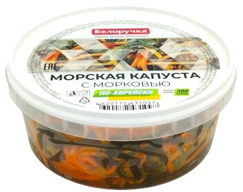 Закуска морская капуста с морковью по-корейски 300 г 110₽