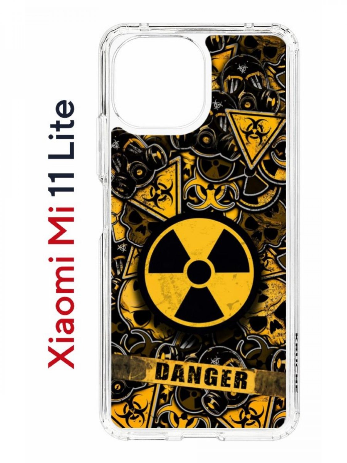 фото Чехол на xiaomi mi 11 lite kruche print danger,противоударный бампер,с защитой камеры кruче