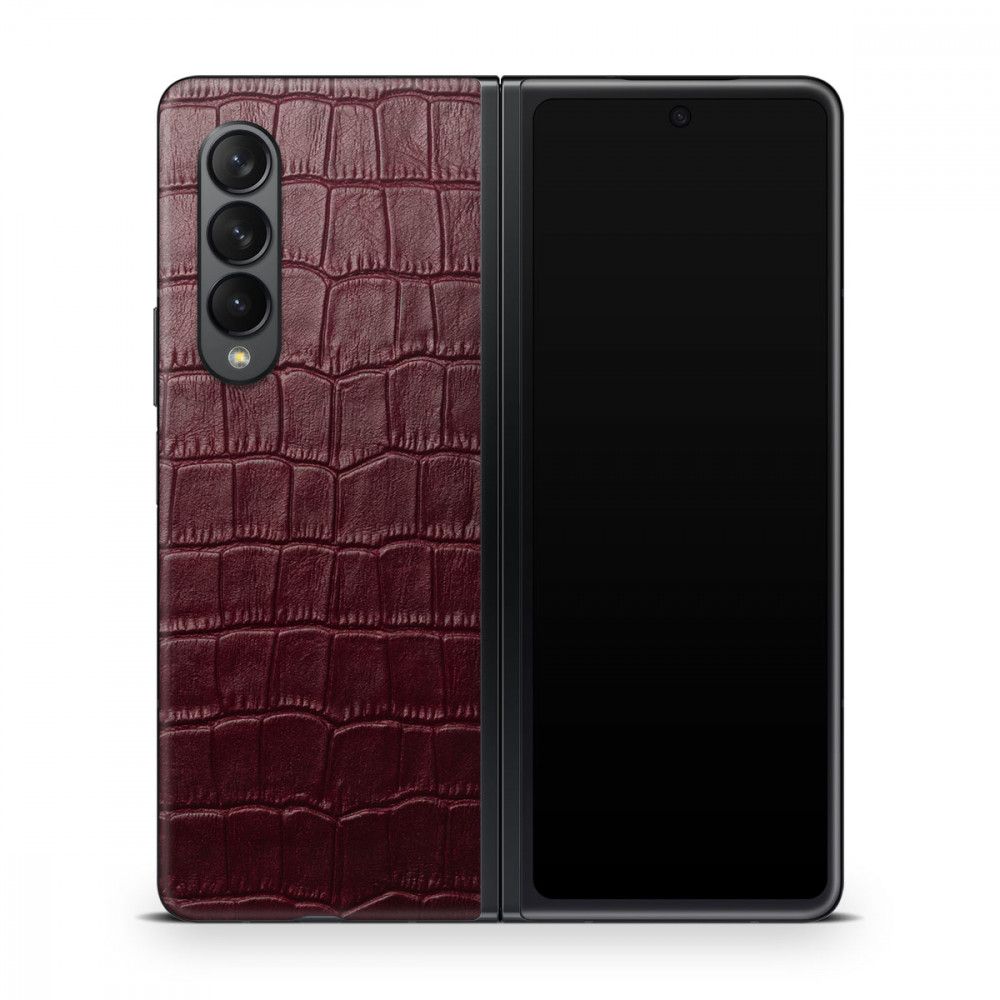 

Наклейка Glueskin из натуральной кожи Croco для Samsung Galaxy Z Fold 4, Бордовый
