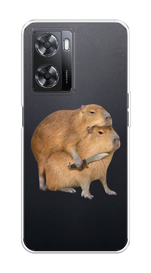 

Чехол на Oppo A57 4G/A77 4G/A77s 4G/A57s "Капибара с ножом", Бежевый, 2511850-1