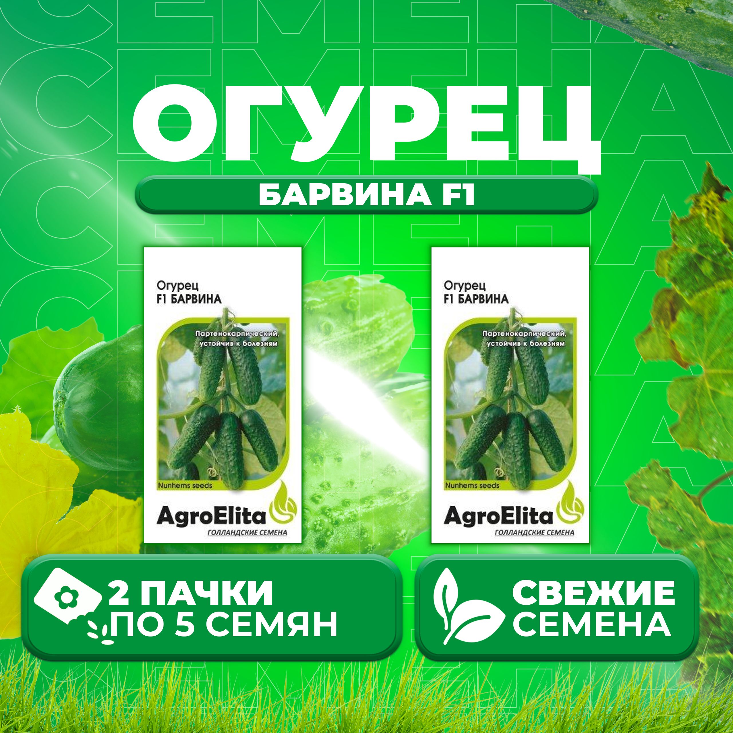 

Семена огурец Барвина F1 AgroElita 1999948925-2 2 уп., 1999948925