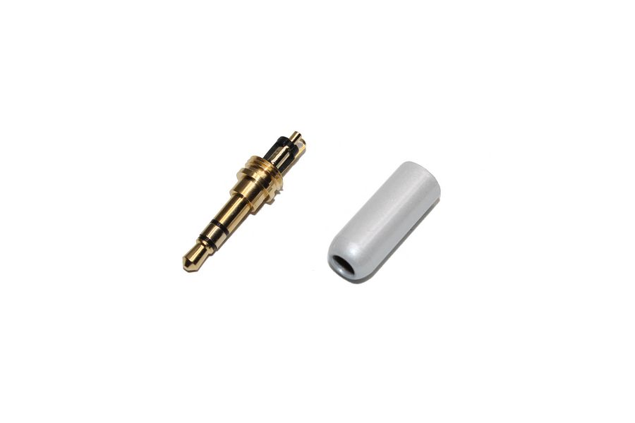 

Разъем J3.5 metall/gold стерео на кабель без обтиратора белый