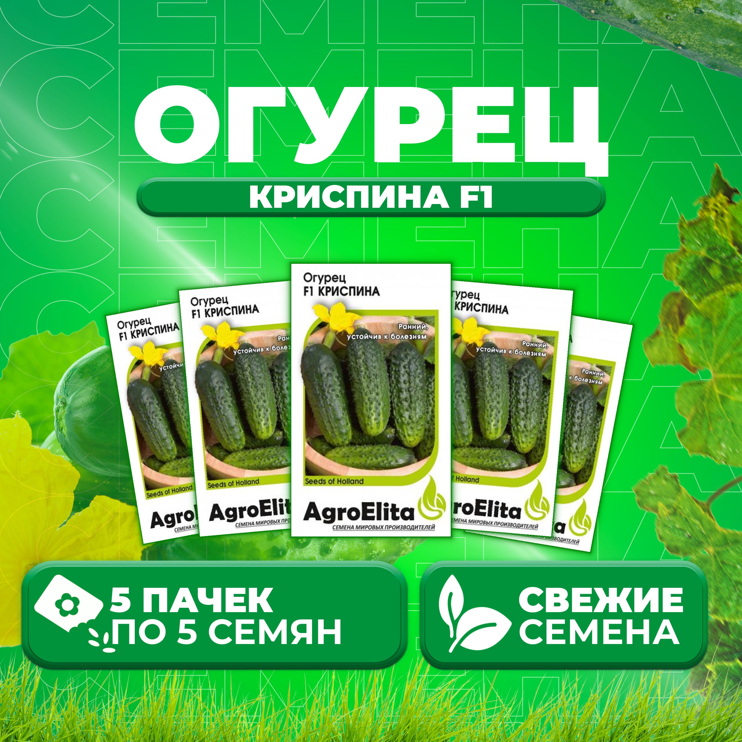 

Семена огурец Криспина F1 AgroElita 1999946870-5 5 уп., 1999946870