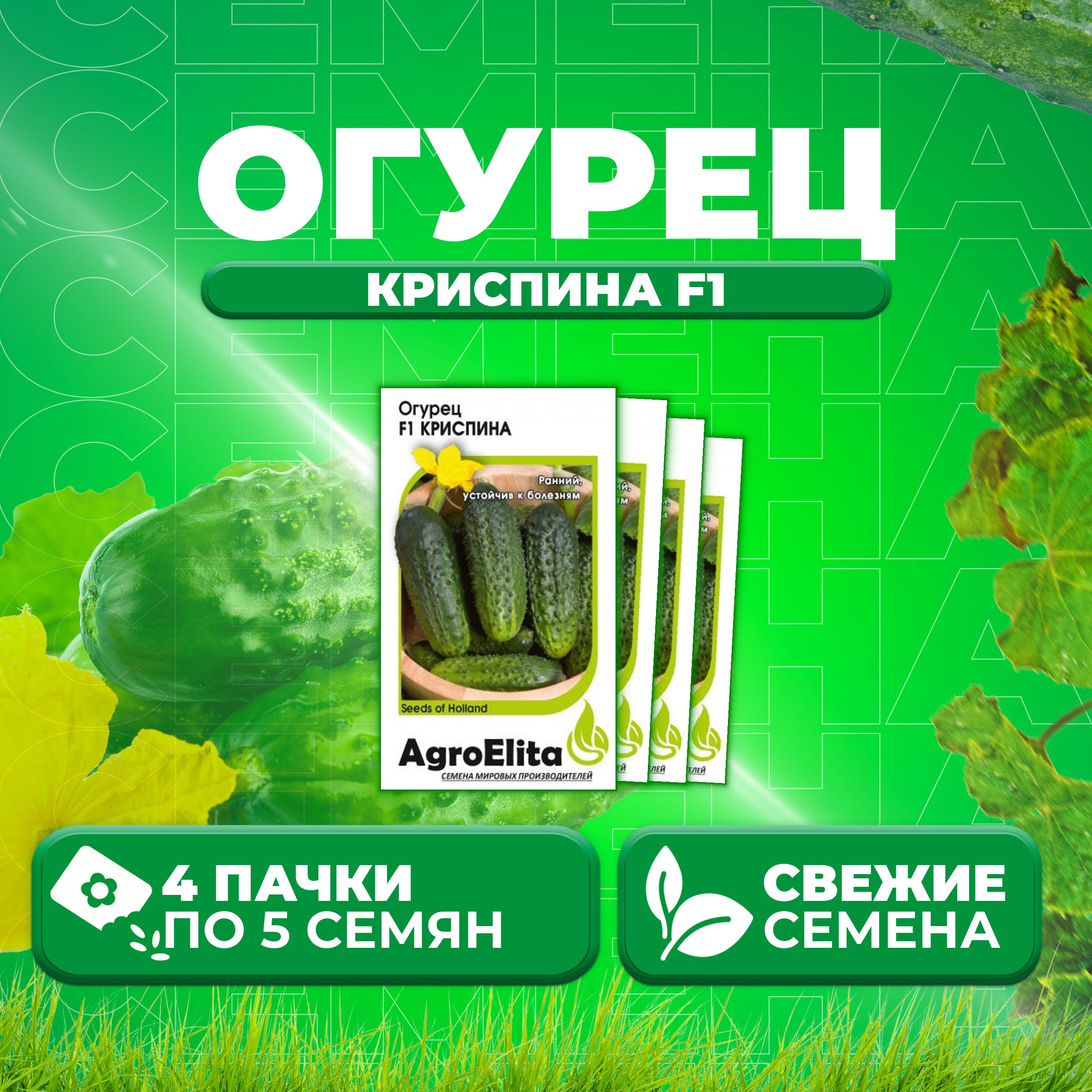 

Семена огурец Криспина F1 AgroElita 1999946870-4 4 уп., 1999946870