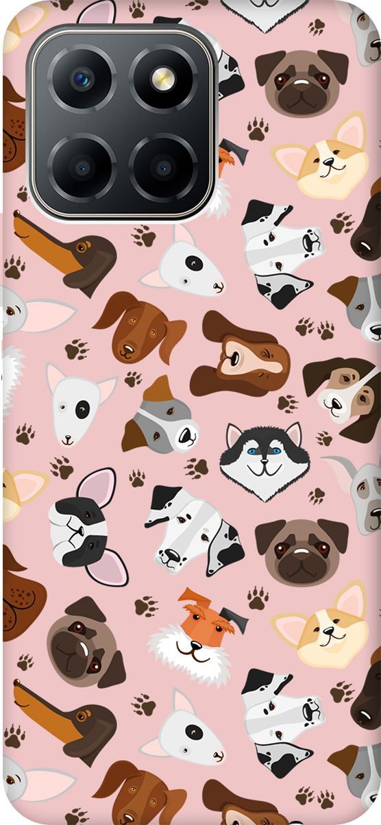

Чехол на Honor X6/X8 5G с принтом "Dogs Pattern" розовый, Розовый;коричневый, 158200