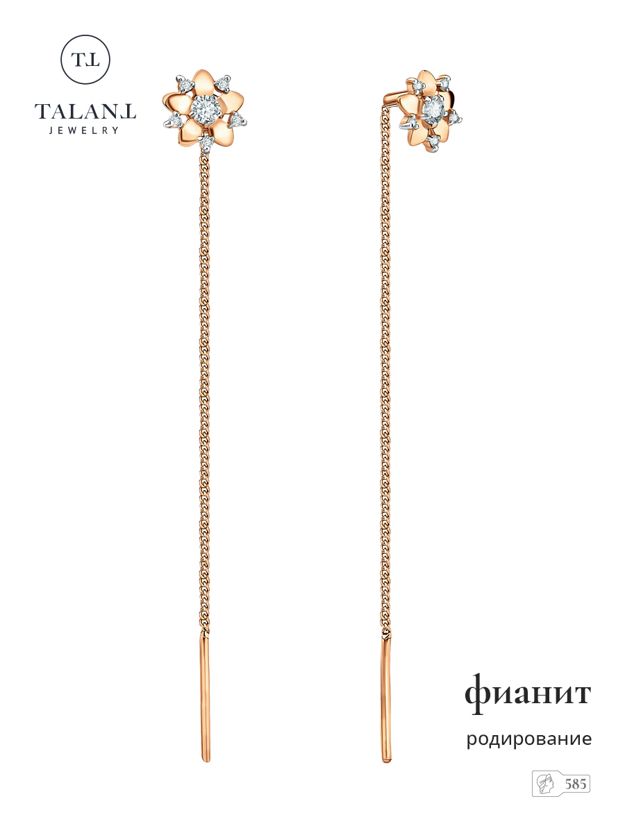 

Серьги продевки из золота TALANT 15-02-0001-24034, фианит, 15-02-0001-24034