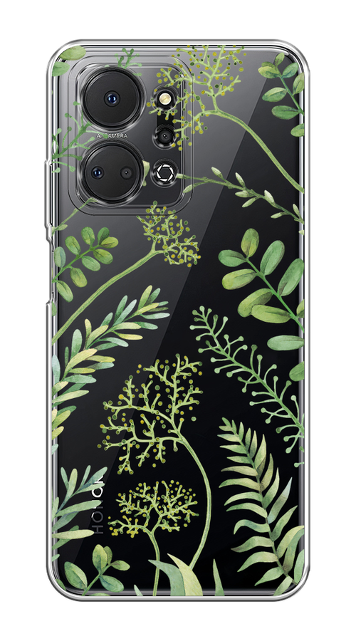 

Чехол на Honor X7A/X7A Plus "Green Leaves", Зеленый;прозрачный, 6120650-1