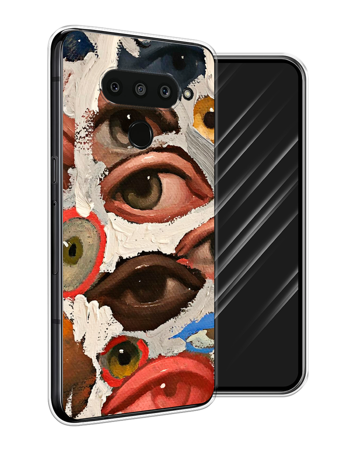 

Чехол Awog на LG V50 ThinQ "Глаза масляная живопись", Серый;бежевый;красный, 83850-7