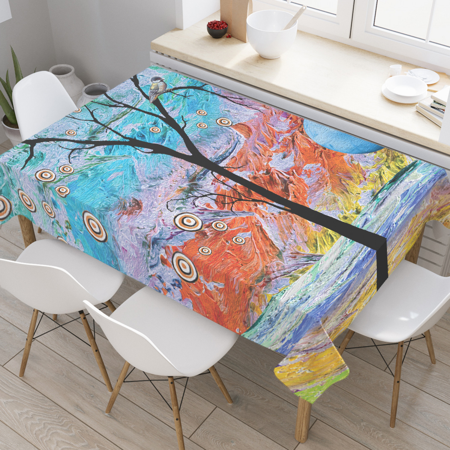 

Скатерть прямоугольная JoyArty "Искаженная реальность дерева" из оксфорда, 120x145 см, Голубой, Искаженная реальность дерева