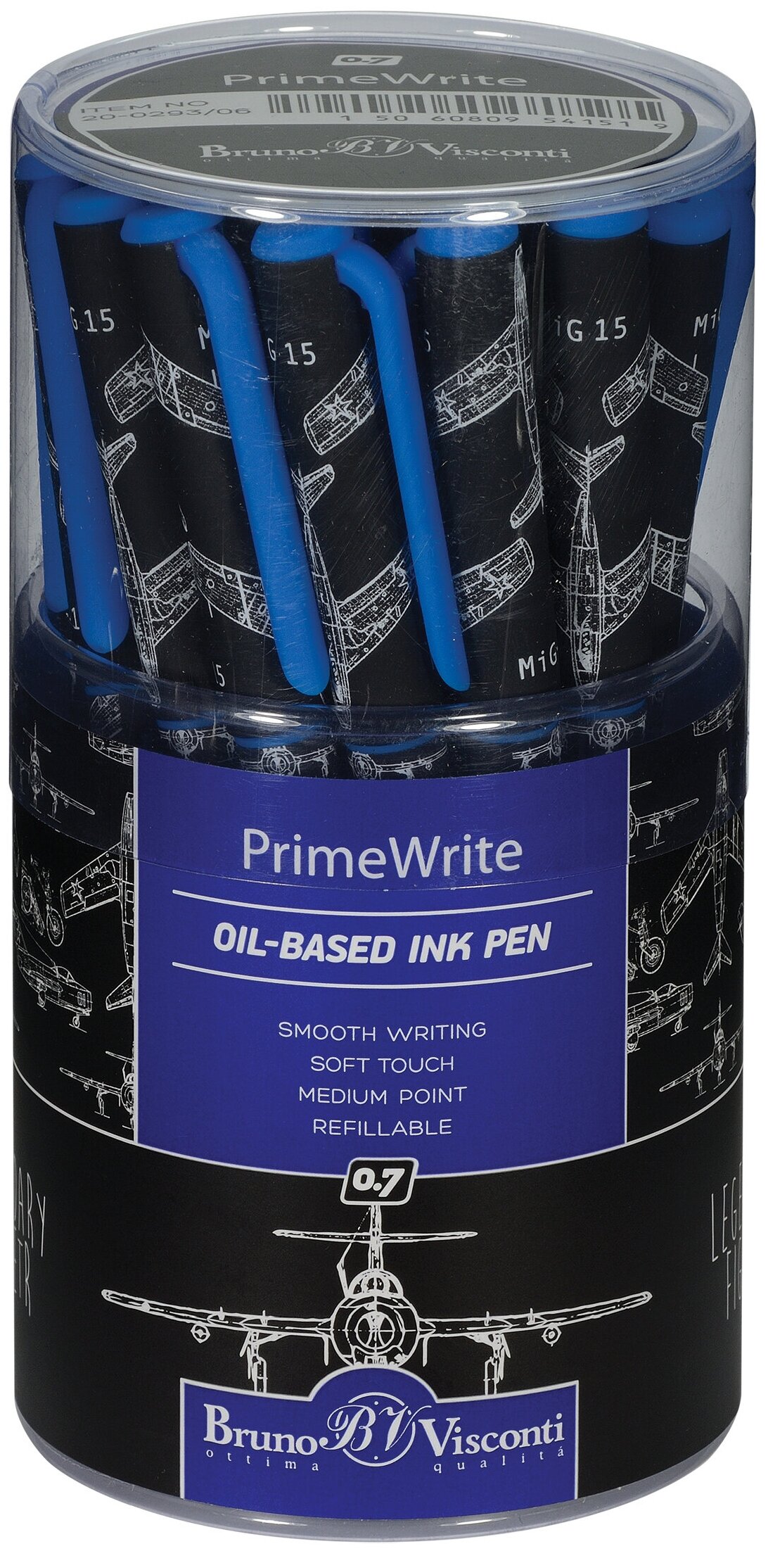 

Набор ручек гелевых Bruno Visconti PrimeWrite Чертежи Самолет, синие, 0,7 мм, 24 шт., 20-0293/06