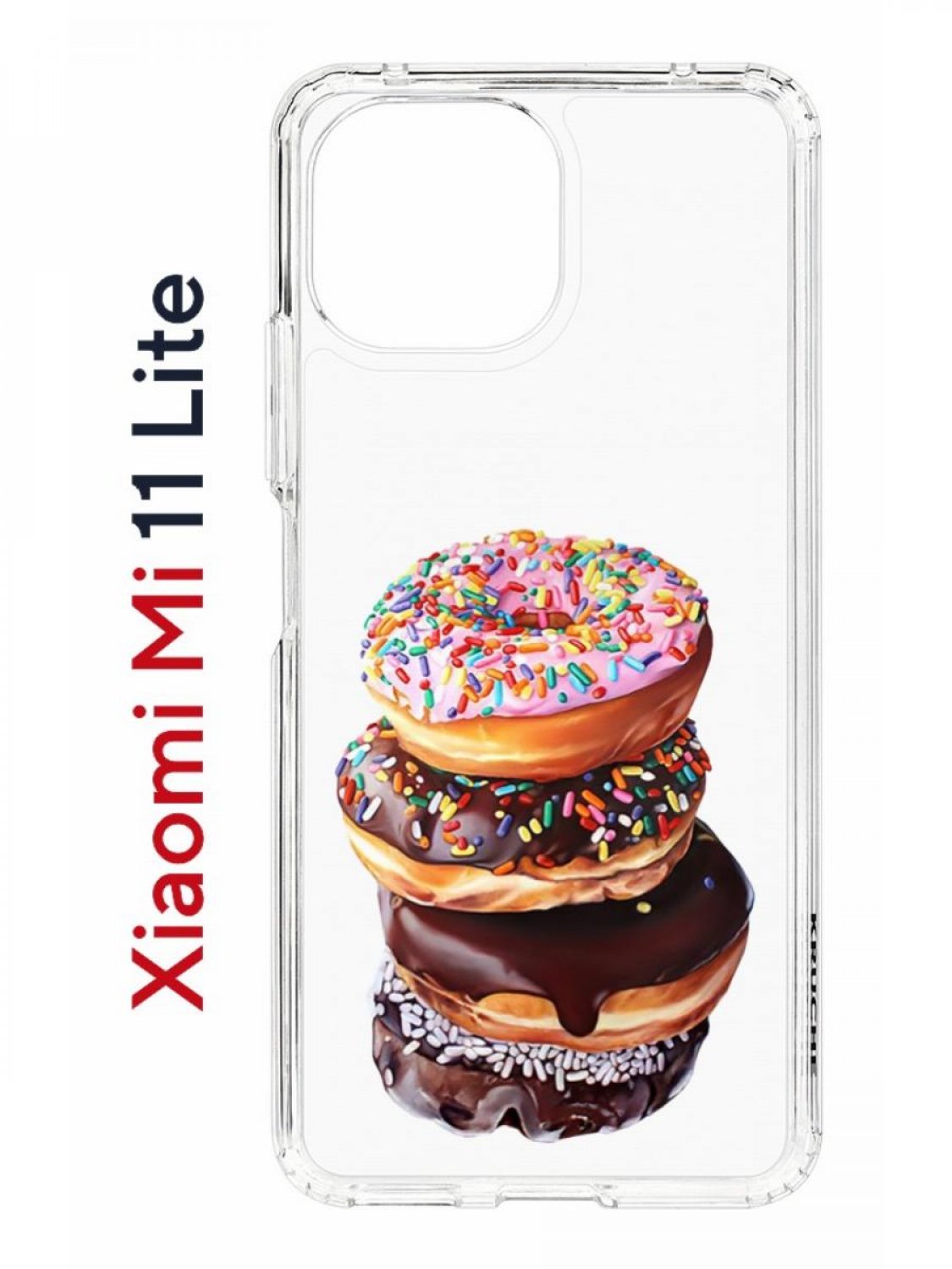Чехол на Xiaomi Mi 11 Lite Kruche Print Donuts,противоударный бампер,с защитой камеры