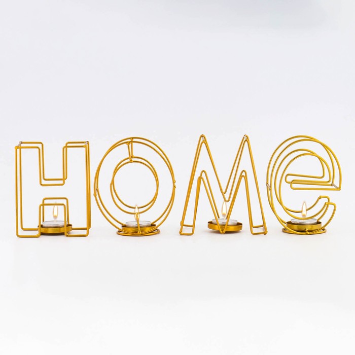 

Подсвечник металлический настольный Home 13.5х42 см золото, Золотистый