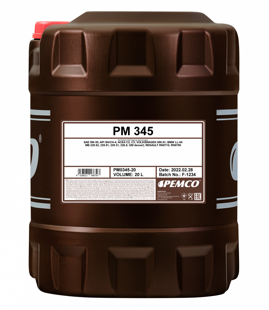 

Моторное масло PEMCO синтетическое 5W30 Sn/Ch C2/C3-4 20л