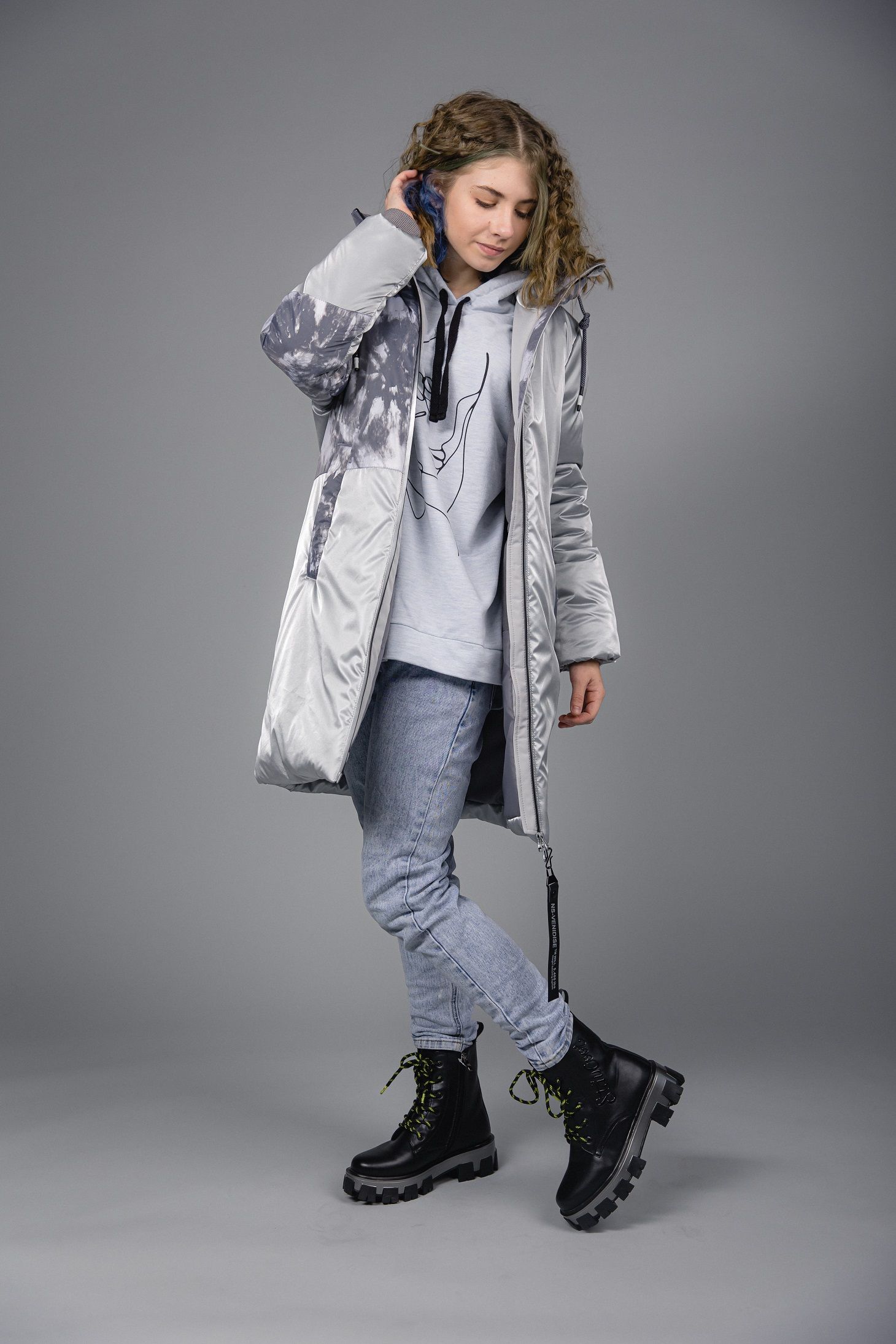 Пальто детское Аврора 935-Д, серый, 128