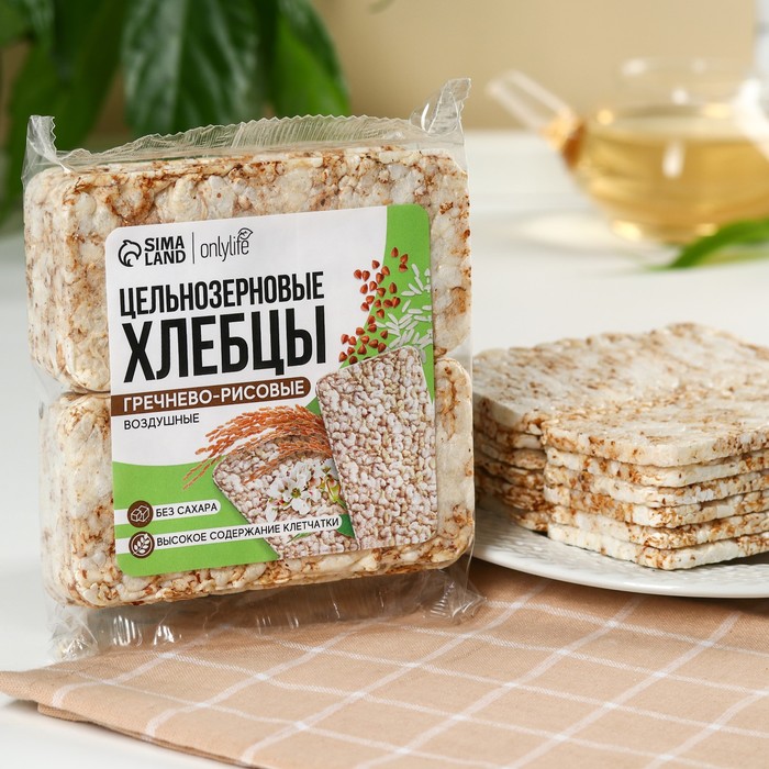 

Хлебцы Onlylife гречнево-рисовые запеченные без сахара, 60 г