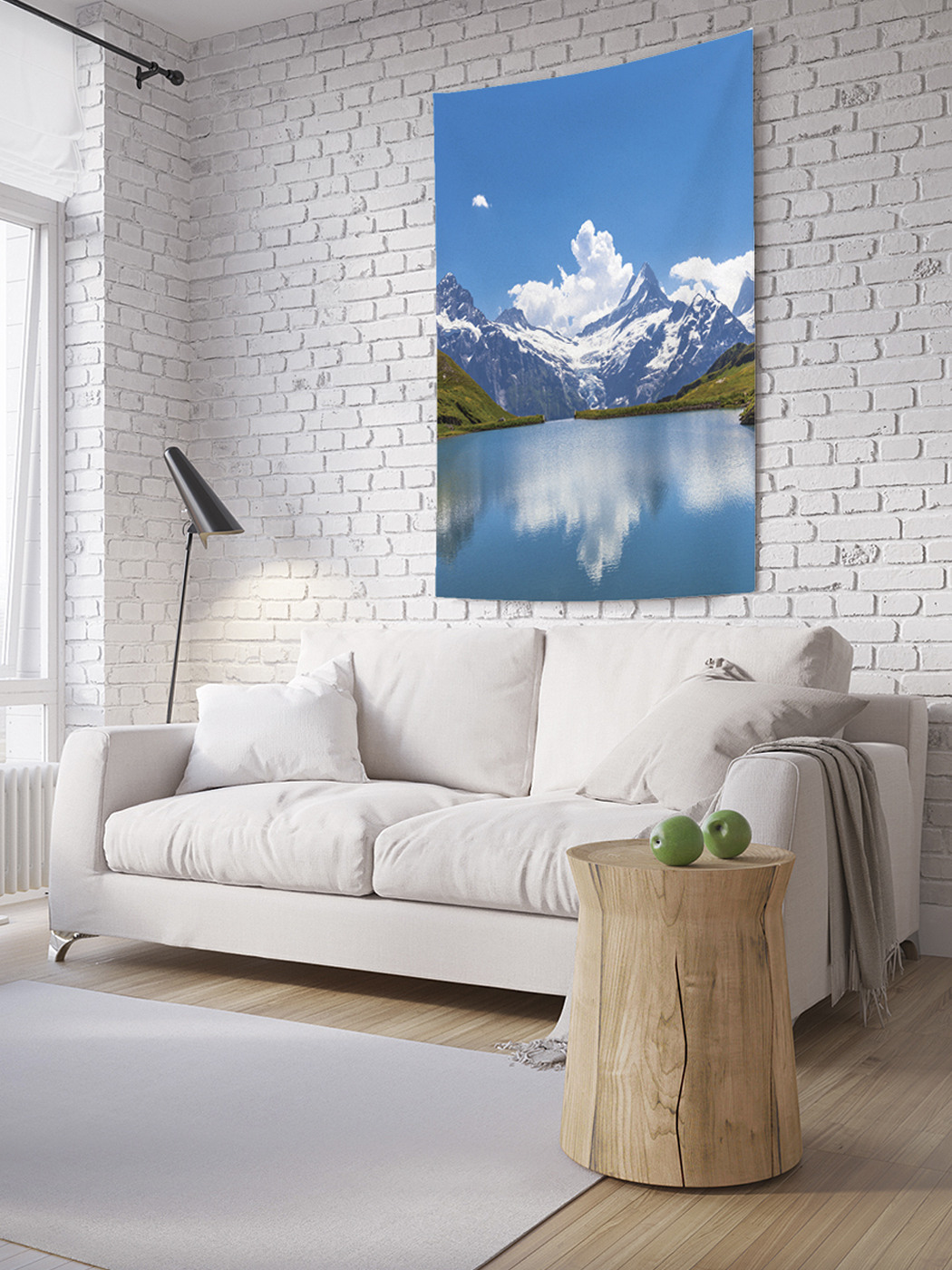 

Вертикальное фотопанно на стену JoyArty Облачные горы в реке 100x150 см, Облачные горы в реке
