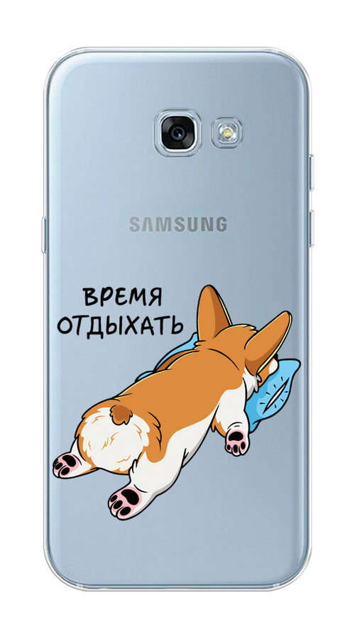 

Чехол на Samsung Galaxy A3 2017 "Корги отдыхает", Черный;коричневый;голубой, 20350-1