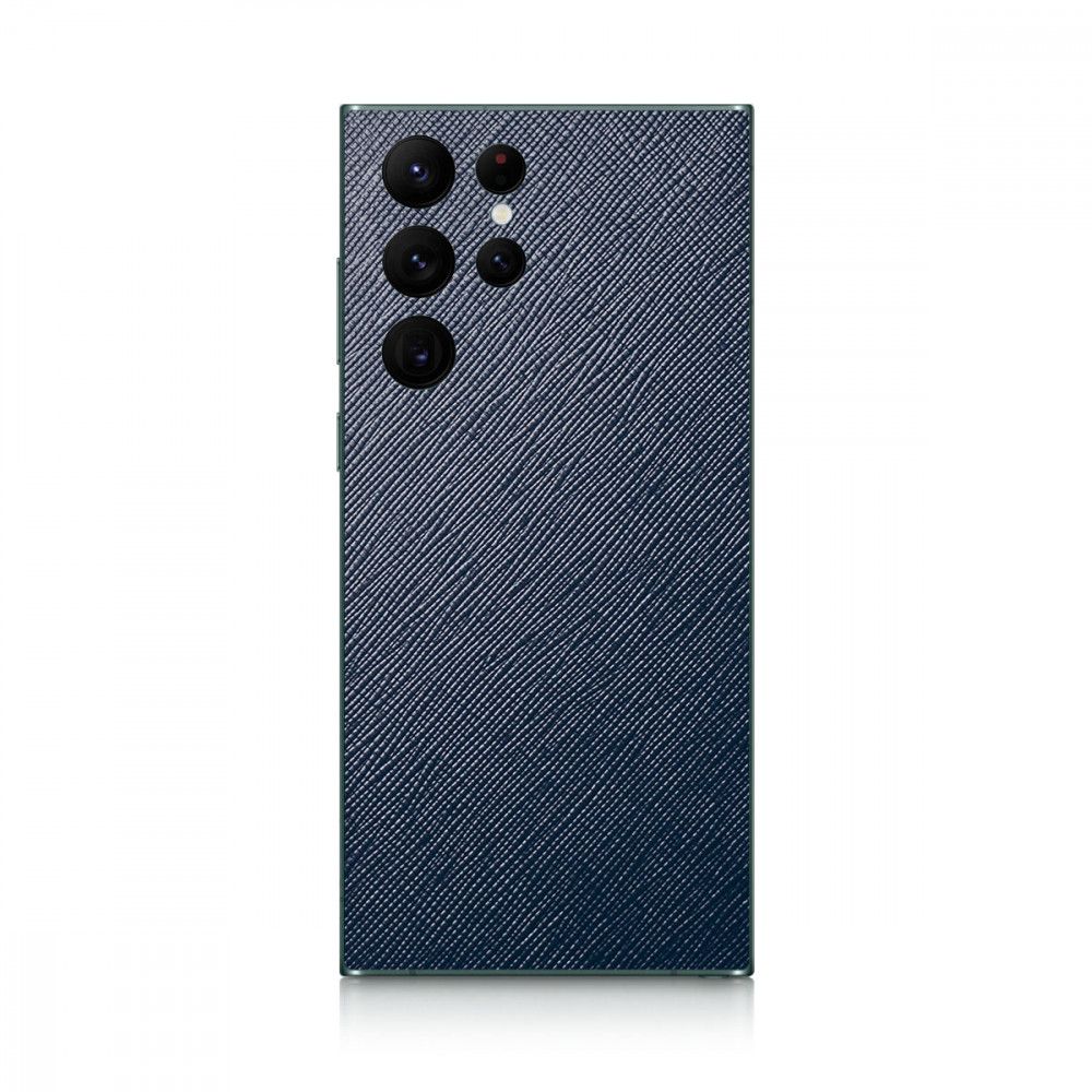 

Наклейка Glueskin с натуральной кожей Saffiano для Samsung Galaxy S22 Ultra, Синий