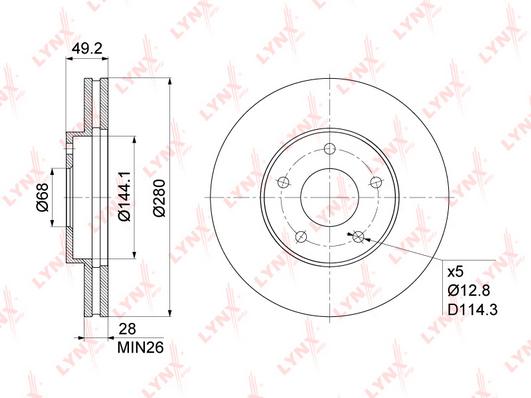 

Диск тормозной передний Nissan Primera/Primera Hatchback/X-Trail 97>13 Lynx BN1108