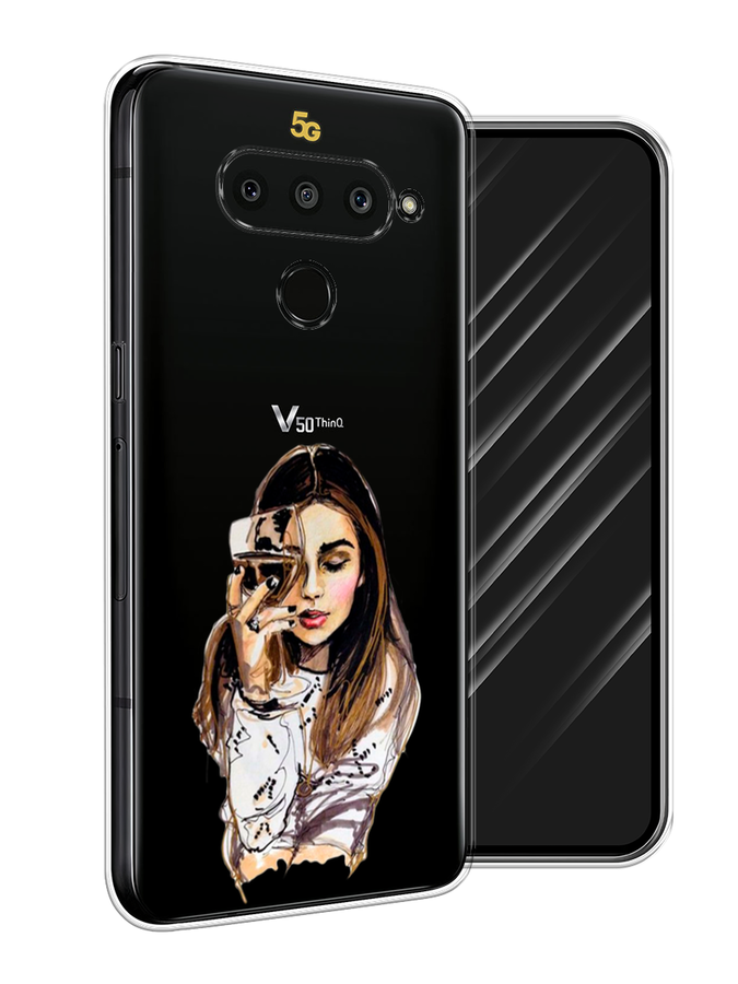

Чехол Awog на LG V50 ThinQ "Девушка с бокалом", Коричневый;прозрачный;бежевый, 83850-7
