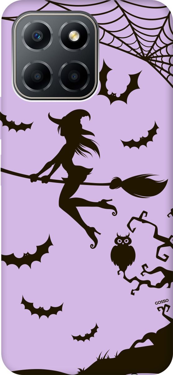 

Чехол на Honor X6/X8 5G с принтом "Witch on a Broomstick" сиреневый, Фиолетовый;черный, 158199