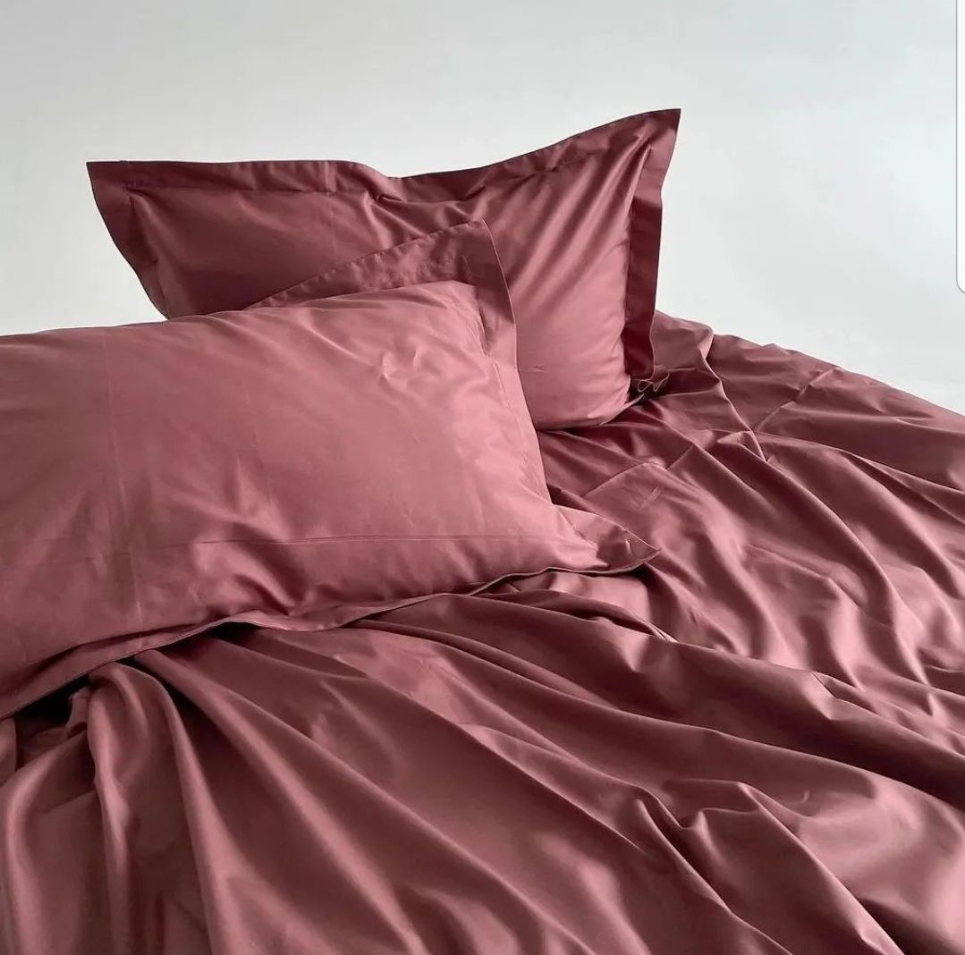 фото Комплект постельного белья comfort classic redbrown размер евро цвет коричнево-красный