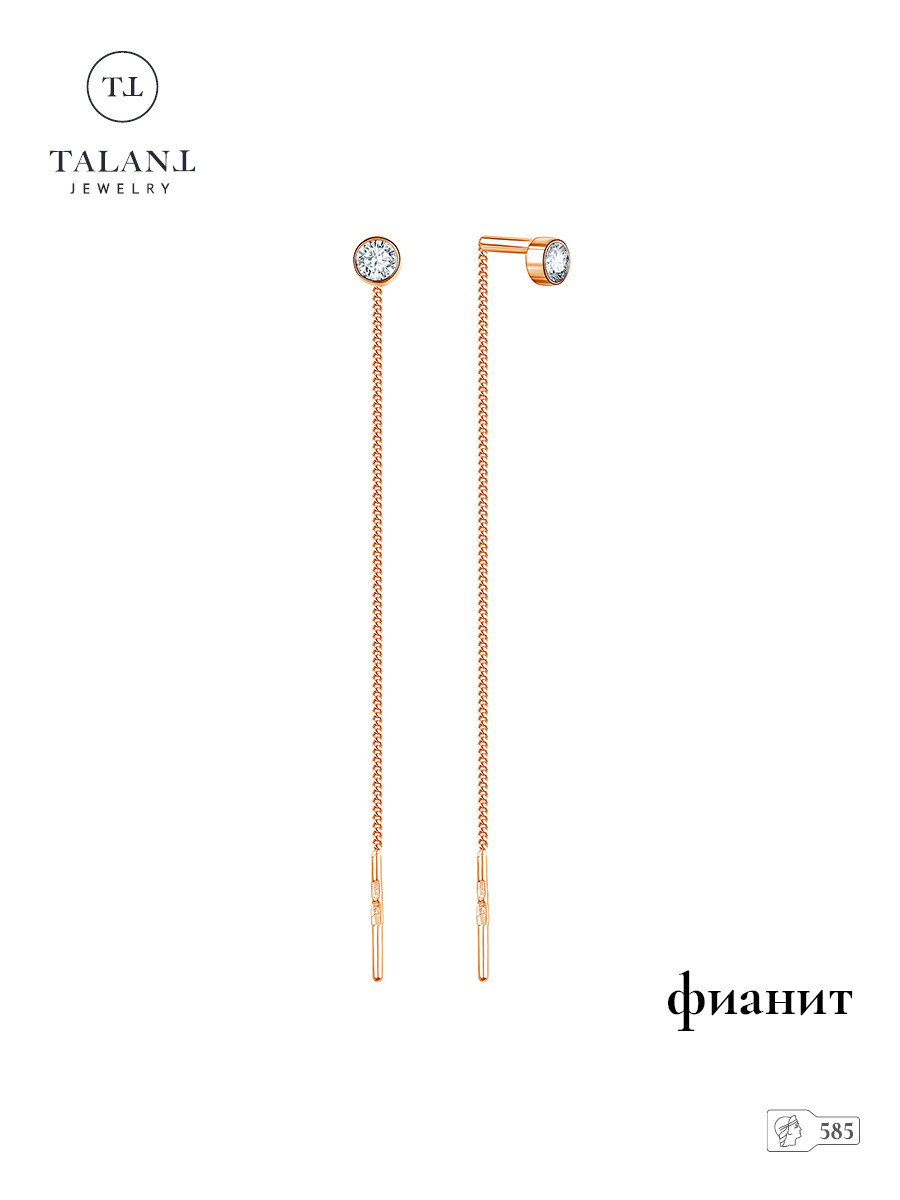 

Серьги продевки из золота TALANT 15-00-0001-24140, фианит, 15-00-0001-24140