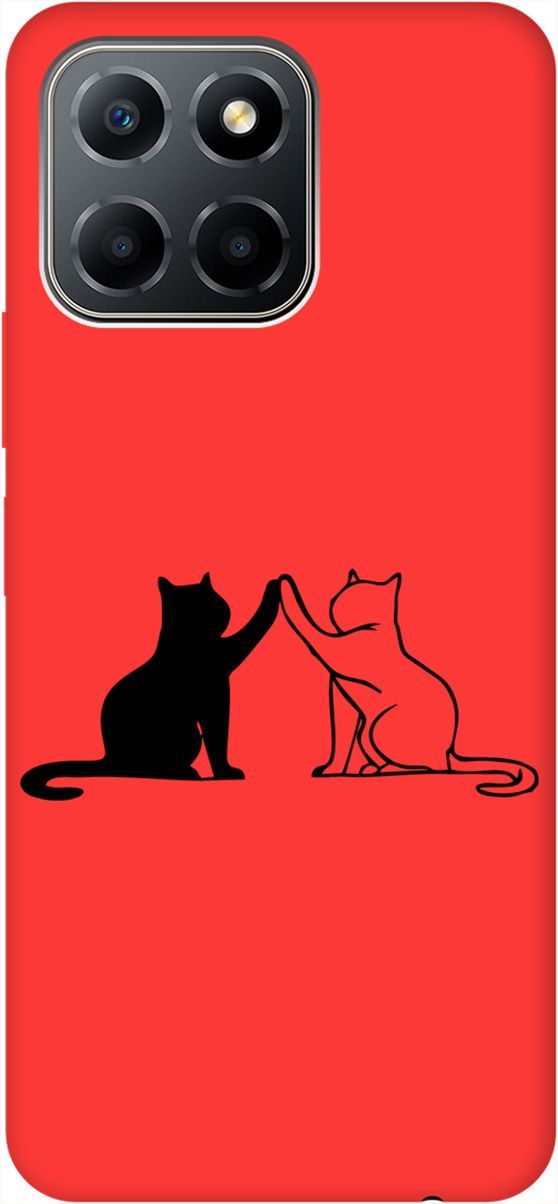

Чехол на Honor X6/X8 5G Silky Touch Premium с принтом "Cats" красный, Красный;черный, 158200